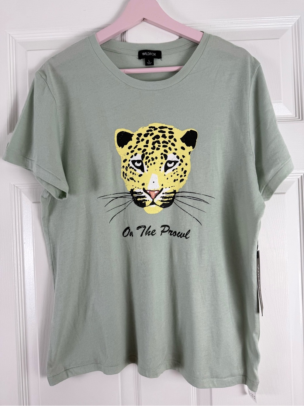 Wildfox Leopard Graphic Cotton Tee - Sage Green Large